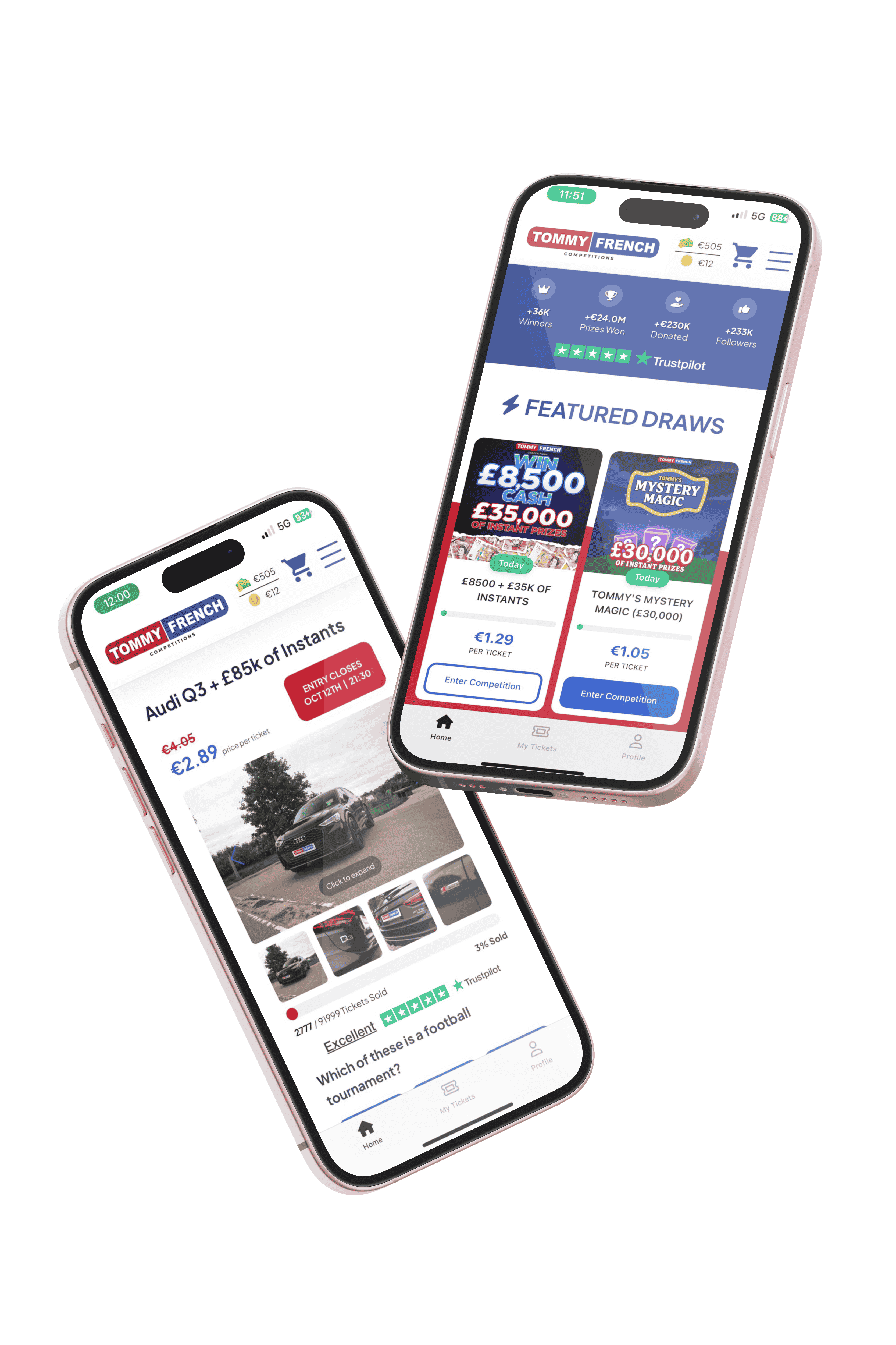 Tommy French Competitions App on iPhone